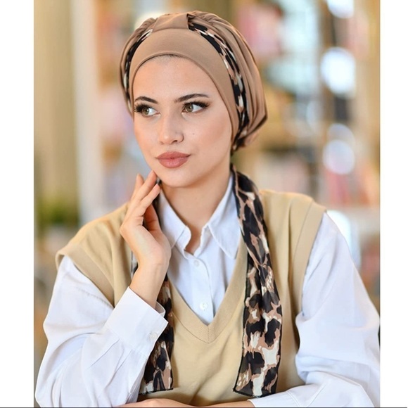 Brand New Set of Three Turbans Headwraps Hijabs Chemo Caps Black & Caramel